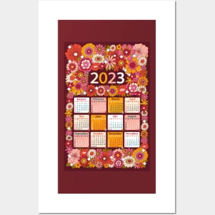 Floral 2023 Calendar Wall Hanging Posters and Art